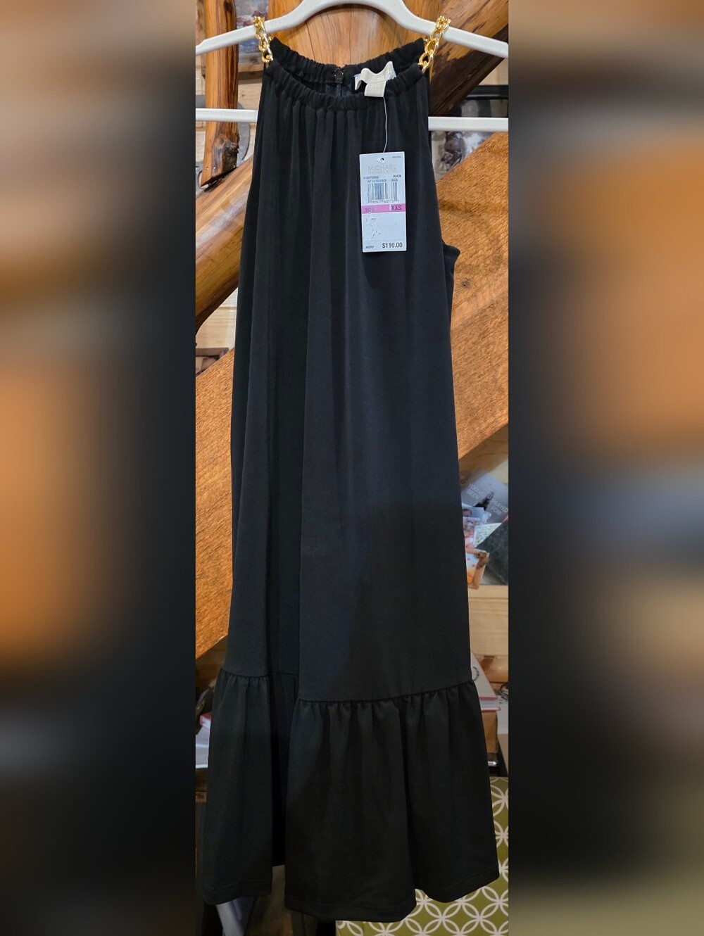 Michael Kors Black Dress with Gold Chain Straps